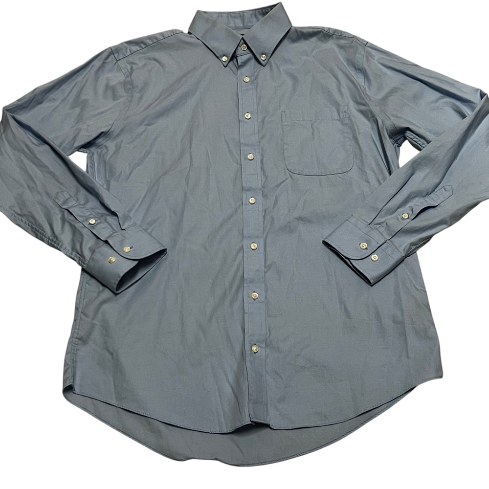 Nordstrom Men’s Light Blue Dress Shirt - Trim Fit, Non-Iron, Size 16 34/35 Butto